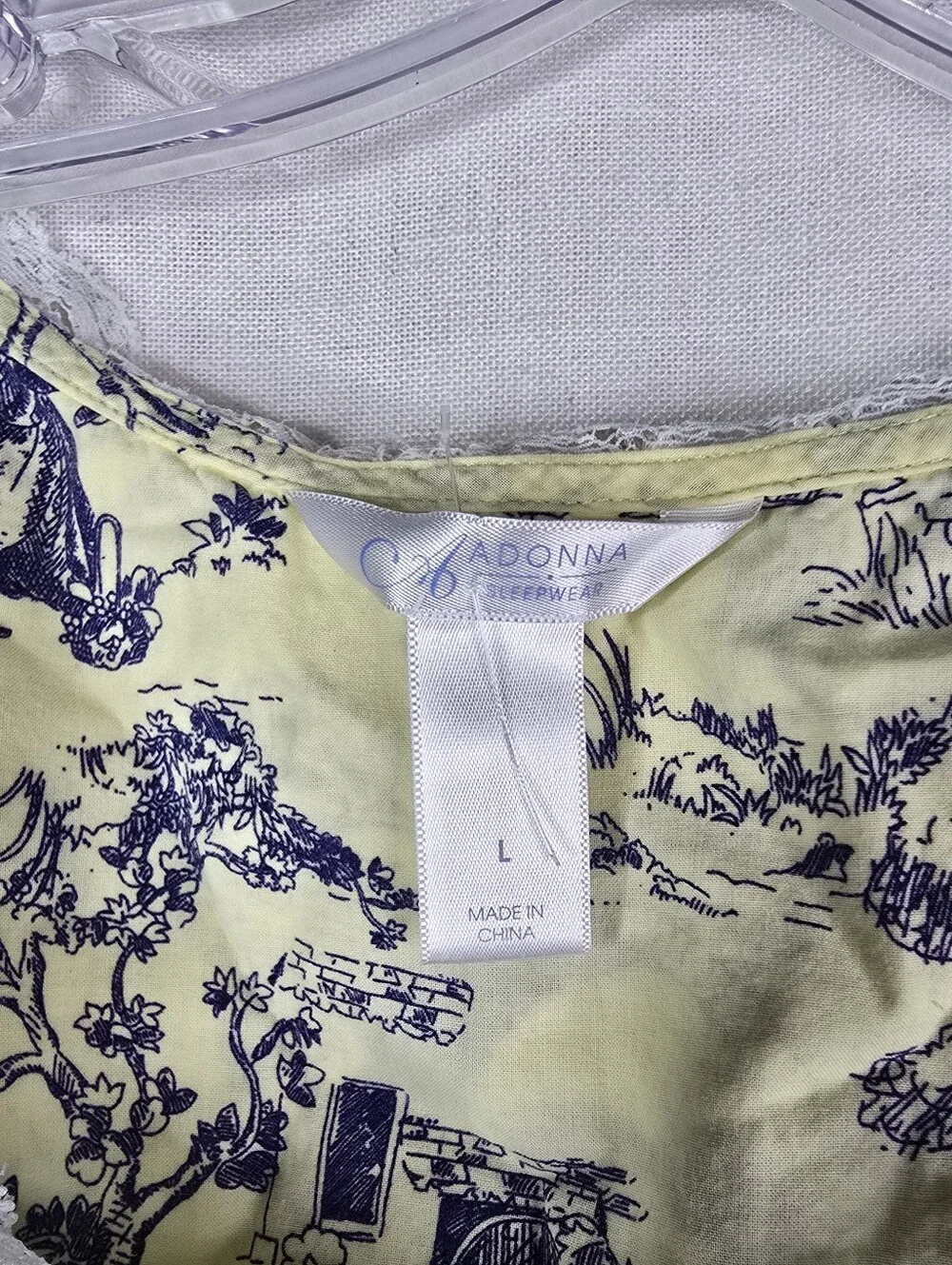 Adonna LARGE Country Landscape Toile Yellow Pintuck Cottagecore Nightgown Set
